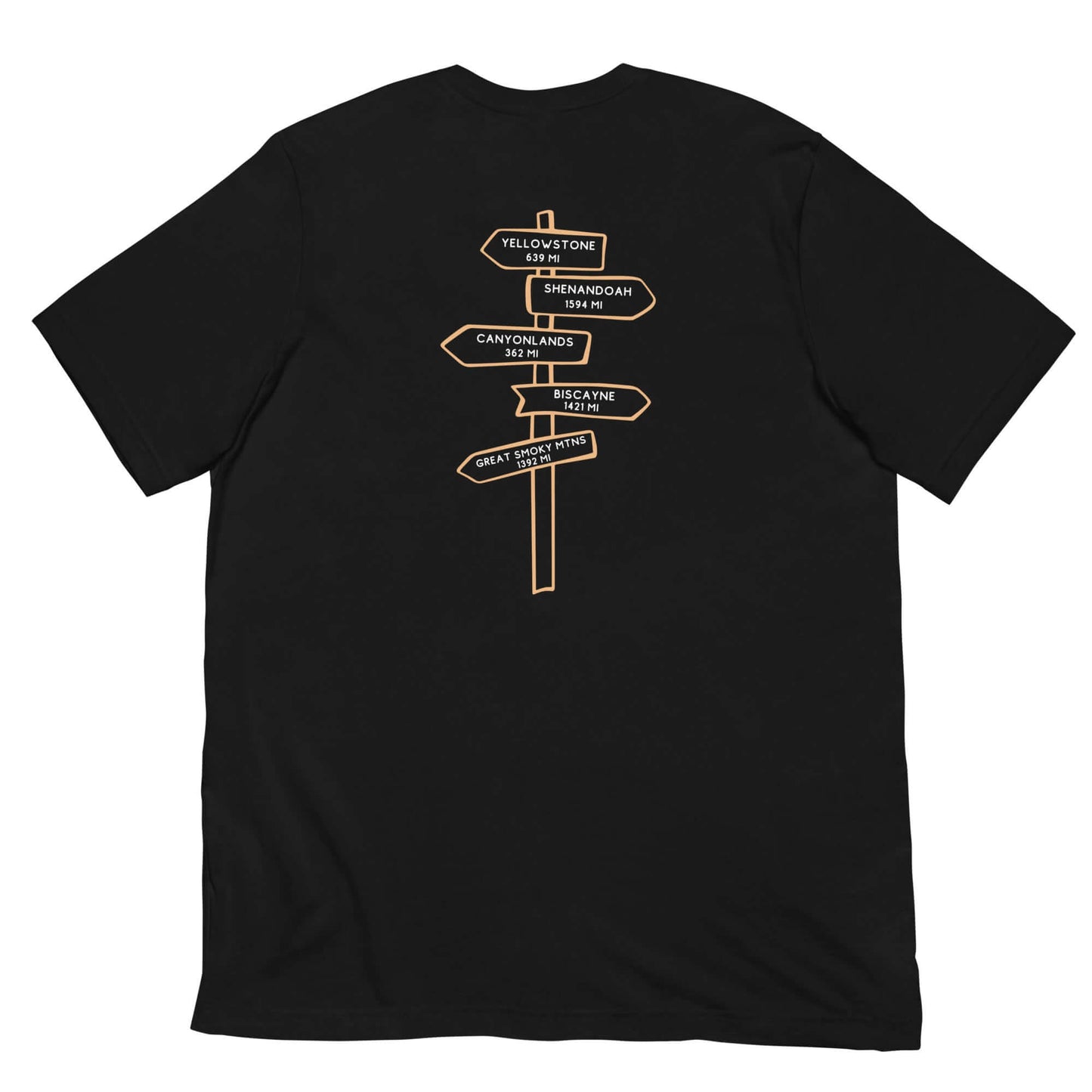 National Parks sign post t-shirt - back view
