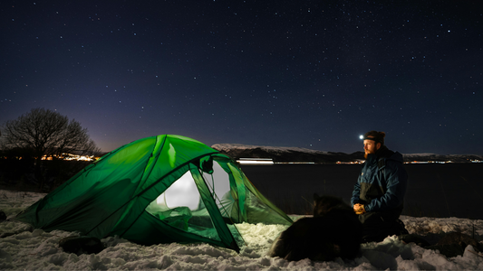 Cold night camping under the stars