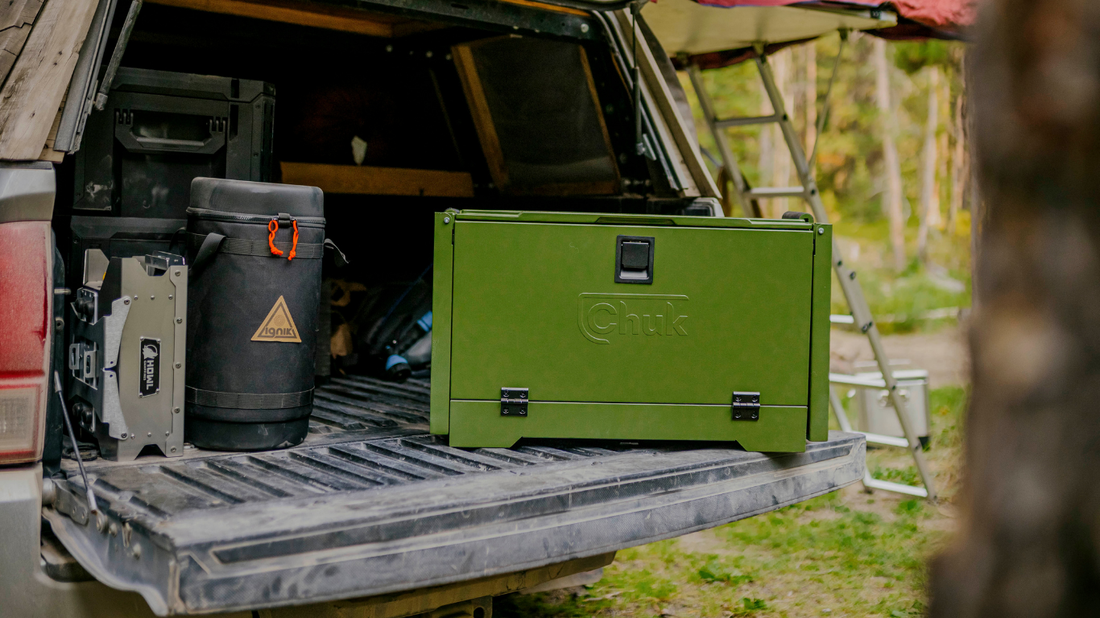 chuk kitchen box in the back of a truck