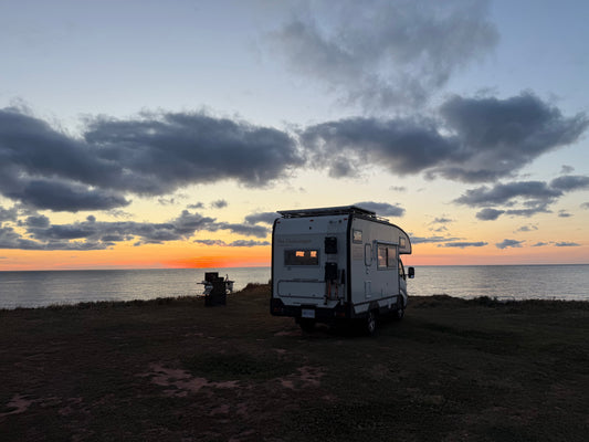 chukwagon and chuk kitchen box at sunset